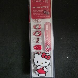 Hello Kitty Velvet Sparkle Press-On Nails - Pink and White